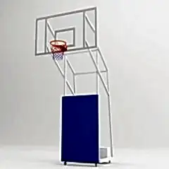 Basketbol Potası 4 Direk Tekerlekli,Ağırlıklı,Seyyar 15 mm Cam (Ak) Panya 105x 180 cm  Ön Tarafı Çarpmalara Karşı Koruyuculu