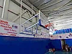 Basketbol Potası Duvara Montaj Yükseklik Ayarlı Katlanabilir Elektrik Tüp Motorlu  20 mm Cam (Ak) Panya  105 x 180 cm